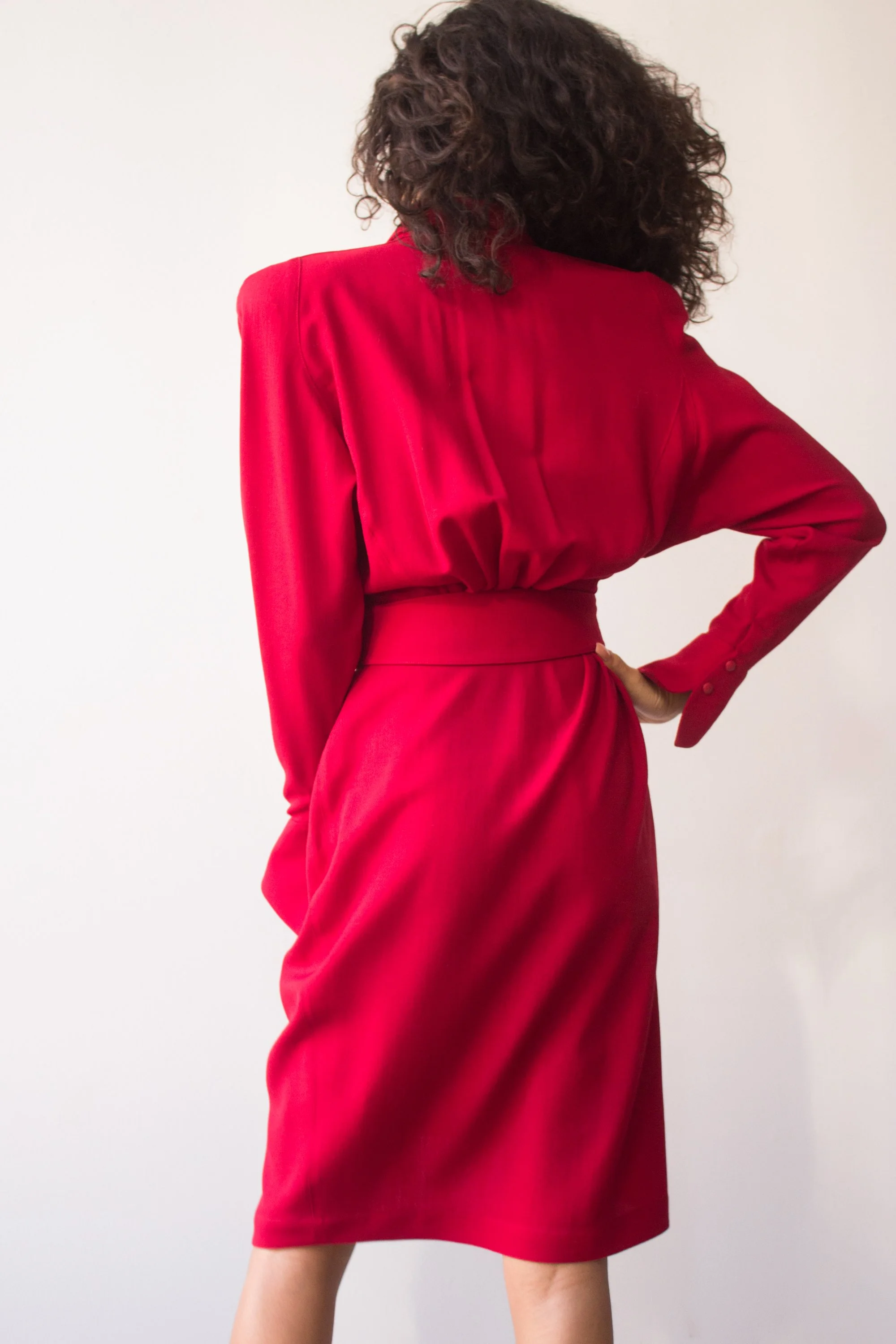 1980s Thierry Mugler Rich Red Wool Crepe Dress — Wayward Collection